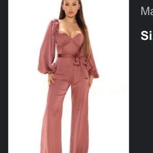 Mauve Satin Jumpsuit 1X